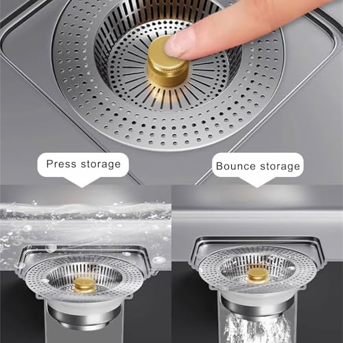 Colador para desagüe de fregadero 3 en 1 acero inoxidable miniatura 3