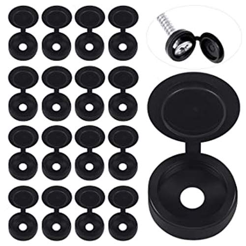 Black Plastic Hinged Screw Covers with Snap on Cap for Wood Screws Cover Caps (200)