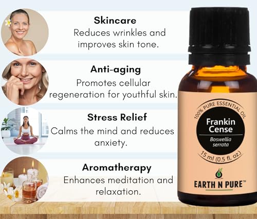 Image of Earth N Pure (Frankincense,peppermint & Lavender) Essential Oils | Pack Of 3 (15 ml each) | 100% Pure, Undiluted, Natural And Therapeutic Grade - Perfect for Aromatherapy, Skin Therapy & More