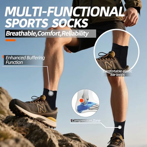 Men's Athletic Ankle Socks,Compression Quarter Running Socks With Arch Support,3 Packs,L-XL2