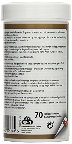 8in1 Multivitamin Tabletten Senior - zur Nahrungsergänzung bei älteren Hunden, 1 Dose (70 Tabletten)