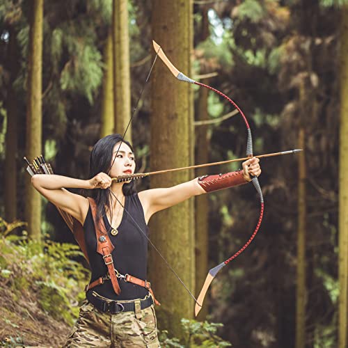 Kainokai Traditional Handmade Longbow Horsebow Hunting Recurve Archery Bow Recurve Bow Set (Red Dragon, 40.0 Pounds) #TOP3