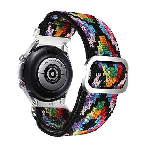 Abanen for Samsung Galaxy Watch 3 41mm Elastic Watch Band, Quick Release 20mm Colorful Woven Line Loop Elastic Wristband Strap for Galaxy Active 2 40mm/44mm,Galaxy Watch 42mm (Multicolor)