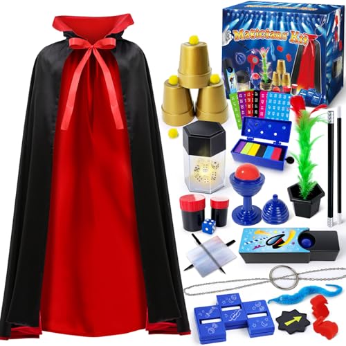 PATIFEED Magic Kit, Magic Set with Magician Costume for Kids Age 6-8, Magic Tricks for Kids Ages 6 7 8 9 10 11 12 Year Old