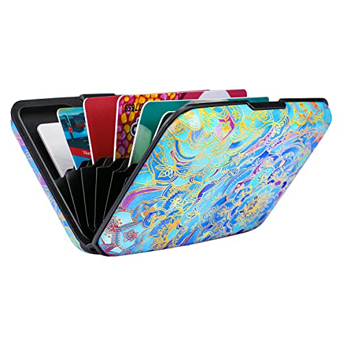 Image of Elfish Mini RFID Aluminum Wallet Credit Cards Holder Business Card Case Metal ID Case for Men Women (Color flower)