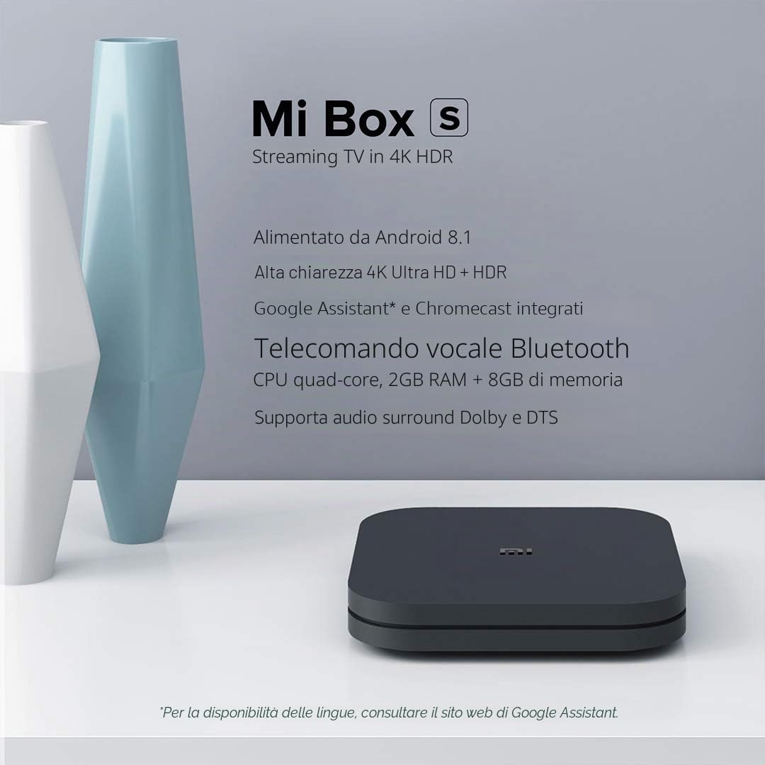 MCorz, Original Xiaomi TV Box S (Versione UE) 4K Ultra HD con Audio Dolby, controllo da remoto con assistente Google, controllo vocale remoto, HDMI 4K HDR, lettore multimediale in streaming