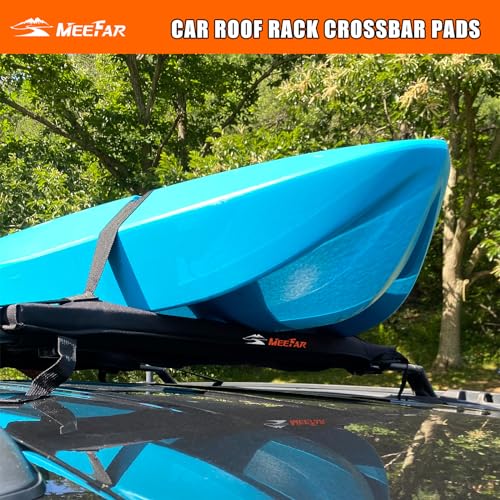 Image of MeeFar Universal Car Soft Roof Rack Pads Luggage Carrier Rack for Kayak Surfboard SUP Canoe Include 2 Heavy Duty Tie Down Straps, 2 Tie Down Rope, 2 Quick Loop Strap