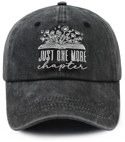Image of Just One More Chapter Hat for Men Women, Cute Adjustable Cotton Embroidered Book Lovers Baseball Cap