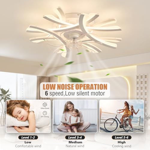 Ventilateur de plafond noir 43 pouces avec éclairage LED dimmable et télécommande à 6 vitesses