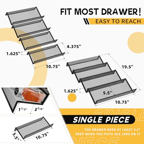 image for Simple Trending Spice Drawer Organizer,8 Piece Metal Mesh Expandable f
