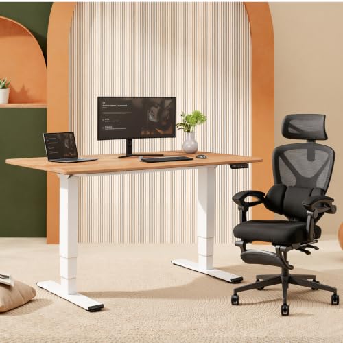 Image of FLEXISPOT E6 Solid Wood Dual Motor 3-Stage Electric Standing Desk, 63 x 30