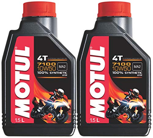Image of Motul 7100 4T 10w50 ( 1.5L + 1L = 2.5L ) API SN 100% Synthetic, Ester Technology for Royal Enfield oil