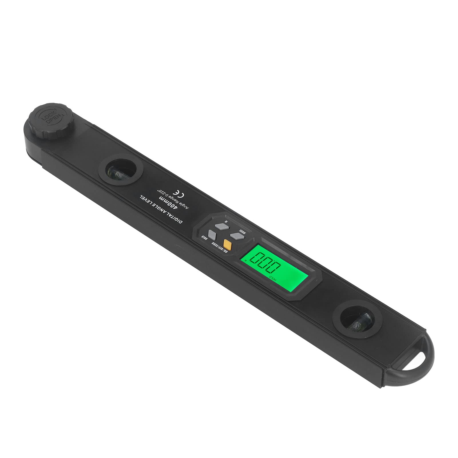 lyrlody Buscador de ángulos Digital Regla de ángulo Digital LCD de Aleación de Aluminio de 400 Mm con Perilla de Bloqueo de Resolución de 0,05 Grados y 2 Niveles de Burbuja para Medición de Diseños de