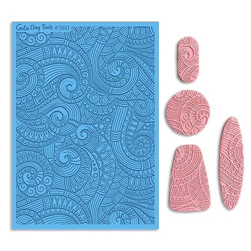 GOTO CLAY TOOLS Doodle Waves Texture Sheets for Polymer Clay, Achieves The Same Texture as a Polymer Clay Roller, Waves Texture mat for Polymer Clay – TM-560