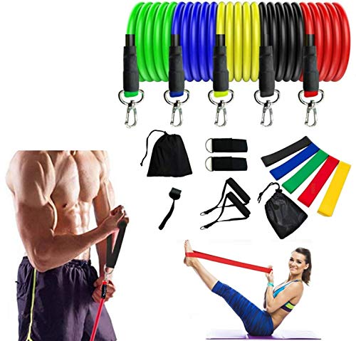 CNMMP 17 Packs Resistance Bands Set,Stackable Exercises Bands Resistance Loop Bands with Door Anchor,Handles,Carry Bag,Legs Ankle Straps for Resistance Training, Physical Therapy, Home Workouts