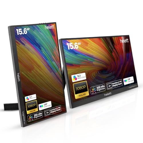 Image of Helett LogicView Neo Single Screen Portable Monitor 15.6 inch|A+ Grade FHD 1080p IPS Display|Vertical & Horizontal Viewing|300 Nits|Ultra Slim 4mm|USB-C & Mini HDMI|Second Screen for Laptop, Mac & Phone
