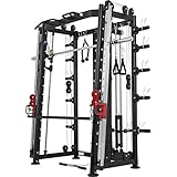 GORILLA SPORTS® Power Rack - mit Klimmzug, Rudern, Dip Station, Bizeps/Trizepsgriff, Langhantel und Hantelscheiben Aufnahme, Verstellbar, Stahl - Multipresse, Smith Maschine, Kraftstation, Power Cage