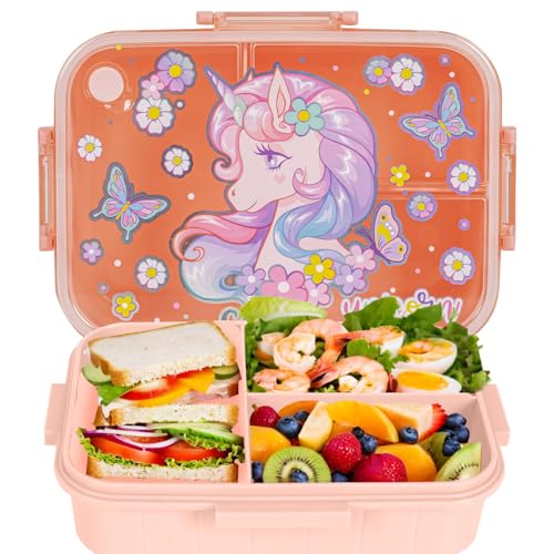 YOYTOO Bento Lunch Boxes for Kids, 1200 ml BPA-Free Leak-Proof Children Food Containers with 3 Compartments, Back to School Students Daycare Lunches Snack Container