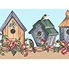   Dundee-Deco-DDAZBD9227-Peel-and-Stick-Wallpaper-Border-Nature-Red-Blue-Green-Birds-on-a-Vine-Wall-Border-Retro-Design-15-ft-x-7-in-457m-x-1778cm-Self-Adhesive