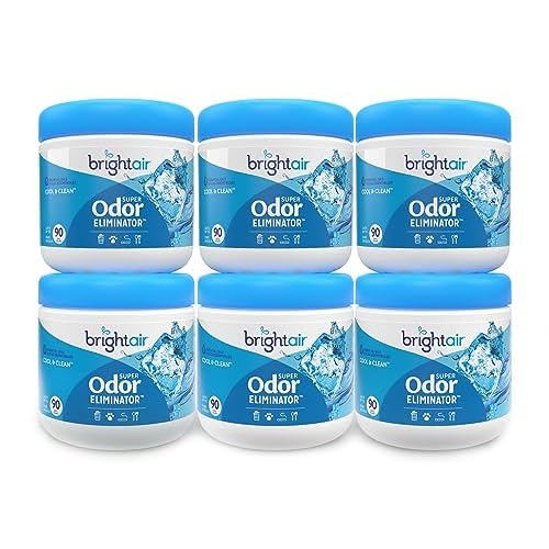 Bright Air 14 oz. Super Odor Eliminator, For Medium-Size Spaces, Cool & Clean Scent, Case of 6,Air Freshener, Natural Essential Oils, Lasts Up to 90 Days Each
