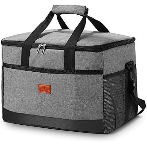 30L Cooler Bag,Large Insulated Picnic Bag,Large Capacity Lunch Bag,Reusable Tote Shoulder Lunch Bag for 4/6 Person, Thermal Lunch Bag for Camping, Picnic, BBQ, Travelling and Outdoor Activities(Grey) Cover
