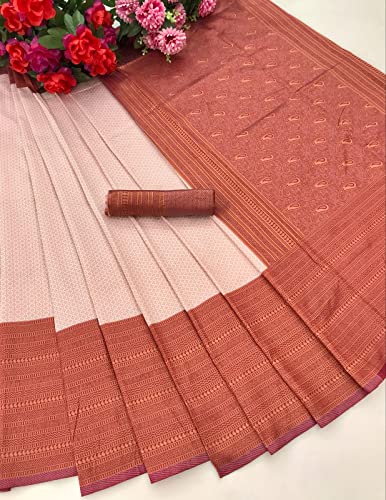 Image of ZECVA Women's Art Lichi Indian Traditional Style Silk Saree With Unstitched Blouse Piece