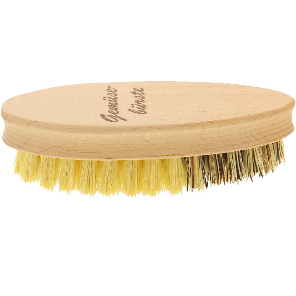 Hofmeister® Cepillo para Verduras 13,5 cm Madera - cerdas Naturales 2 Grados de dureza: Unión Genuina y Fibra, para Patatas, Zanahorias y Verduras, Made in EU