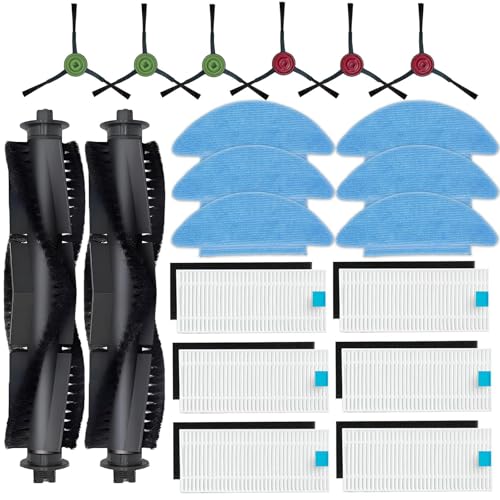 JINDEHUI Accessori Kit di Ricambi per Lubluelu SL60D SL61, per Tikom L9000, per Laresar L6 Nex, per Honiture Q6 SE Robot Aspirapolvere, 2 Spazzola Principale, 6 Spazzole Laterali, 6 Filtro,6 Panni Mop