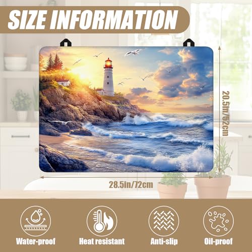 Image of lighthouse Stove Top Covers for Electric Stove, Electric Gas Stove Pad Heat Resistant Range Cooktop Protector for Home Decor Kitchen 28 inchx20 inch