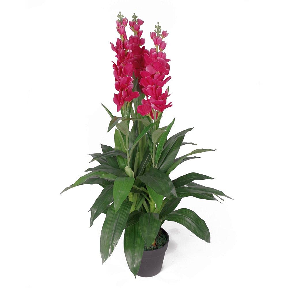 B&Q -  100Cm Artificial Cymbidium Orchid PlantExtra LargeDark Pink Flowers