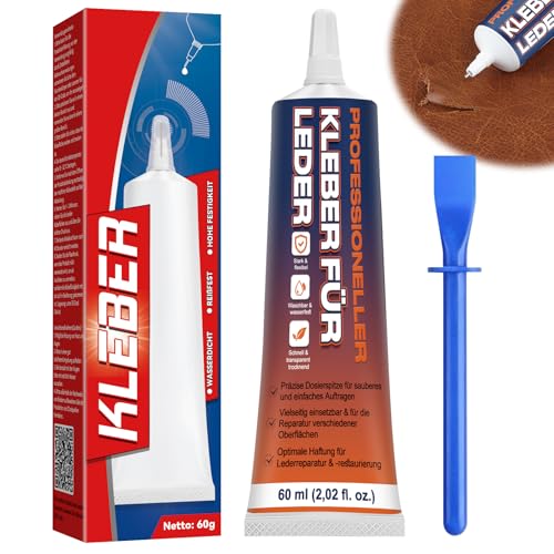 Aarovibe Lederkleber Extra Stark 60ml Wasserdicht & Flexibel Leder Reparaturkleber Schnell Trocknend & Transparent Kleber für Sofa Jacke Handtasche Gürtel Autositze und Schuhe