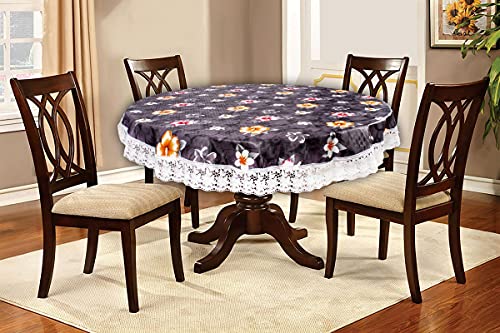 Image of The Furnishing Tree Round Shaped 4 Seater Table Cover WxL 60x60 inches with White Border lace