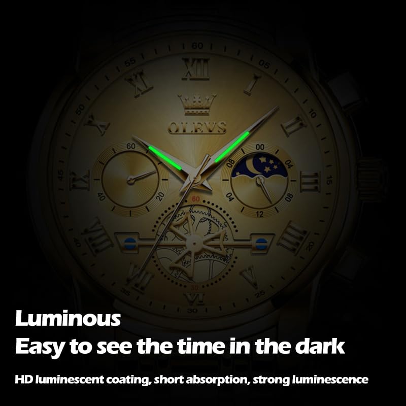 Image of OLEVS Mens Watches Waterproof Stainless Steel Adjustable Bracelet Watch Quartz Analog Watch for Men Fashion Business Classic Mens's Wrist watch's Casual Watches Gold /Blue /Black /White /Face /Dial