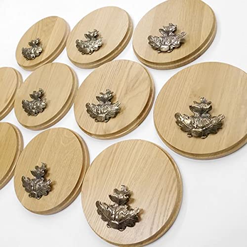 GTK 10 placas cuña redondas de roble claro AF 19 cm, tabla cuña, tabla de especias, placa para trofeos con 10 hojas de roble, portada grande