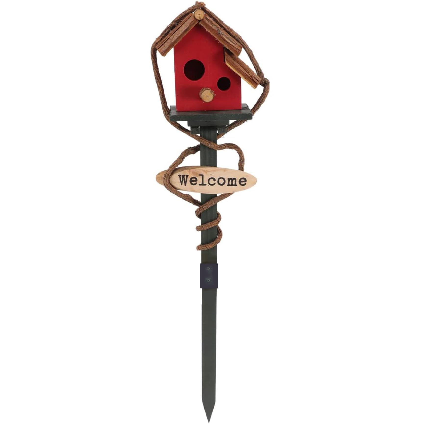 Mocome Casetta Per Uccelli In Metallo Con Palo – Stile Olandese Rustico – Colore Mandarino Invecchiato – H 147 Cm – Per Giardino E Cortile