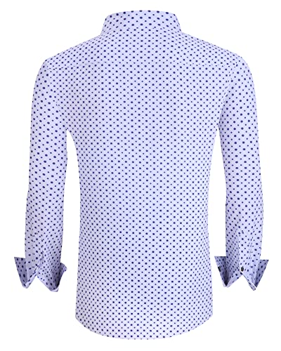 Alex Vando Mens Button Down Shirts Wrinkle Free 4-Way Stretch Print Business Casual Shirt