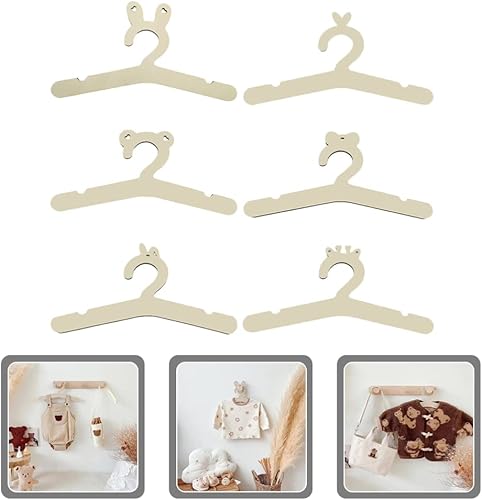 Miniatura 7 de Zerodeko Perchero de madera para vestir, paquete de 6 perchas en miniatura, organizadores de ropa para niños y niñas, muebles decorativos para el