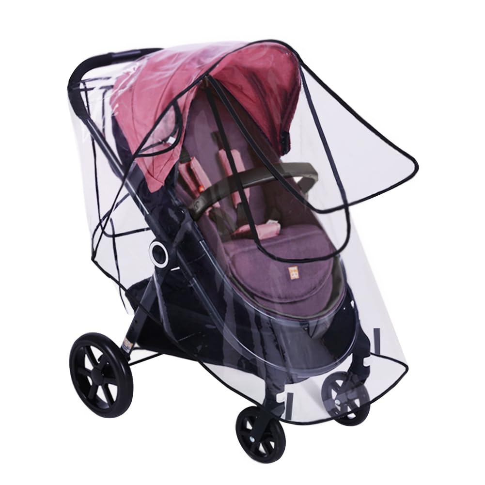 Universal Rain Cover Pushchair Stroller Large Raincover Buggy Pram with Zipper Waterproof Durable Transparent Baby Stroller Carrycots Weather Shield Fit Most Strollers - Image 2
