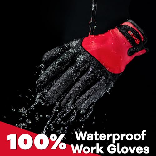 KAYGO-Waterproof-Thermal-Work-Gloves-for-Men-and-Women-Full-Hand-Latex-Coated-Acrylic-Insulated-Liner-for-Freezer-Cold-Weather-Fine-Crinkle-GripKG140W-RedLarge