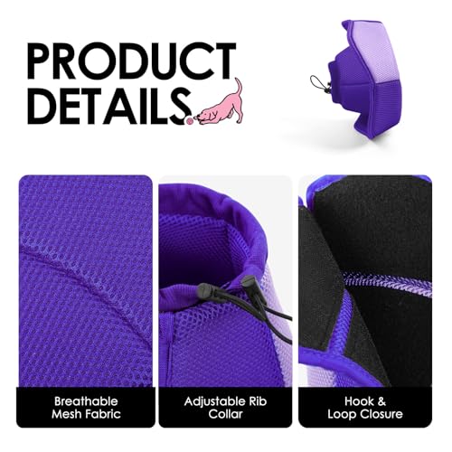 Image of AOFITEE Dog Cone - Soft Cone for Dogs to Stop Licking After Surgery, Foldable Small Dog Cone Collar, Adjustable Cones for Dogs for Wound Healing, Elizabethan Pet E-Collar, Purple Small