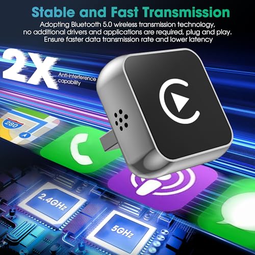 Image of Wireless CarPlay Adapter, 2026 Upgraded Wired to Wireless for Apple CarPlay & Android Auto, 2-in-1 Mini USB Design Car Play Adapter with Type-C Adapter, Plug and Play, Stable Connection with No Delay