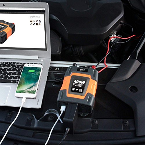 Ampeak 400W Power Inverter DC 12V to 110V AC Car Inverter with 3.1A Dual USB Converter