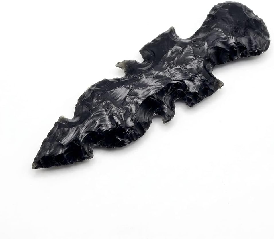 6 Inch Black Obsidian Dagger - Hand Knapped Crystal Sword - Protective Warrior Athame for Altar Decor, Spiritual Cleansing, and Rituals - Sharp Volcanic Glass Stone Knife Artifact