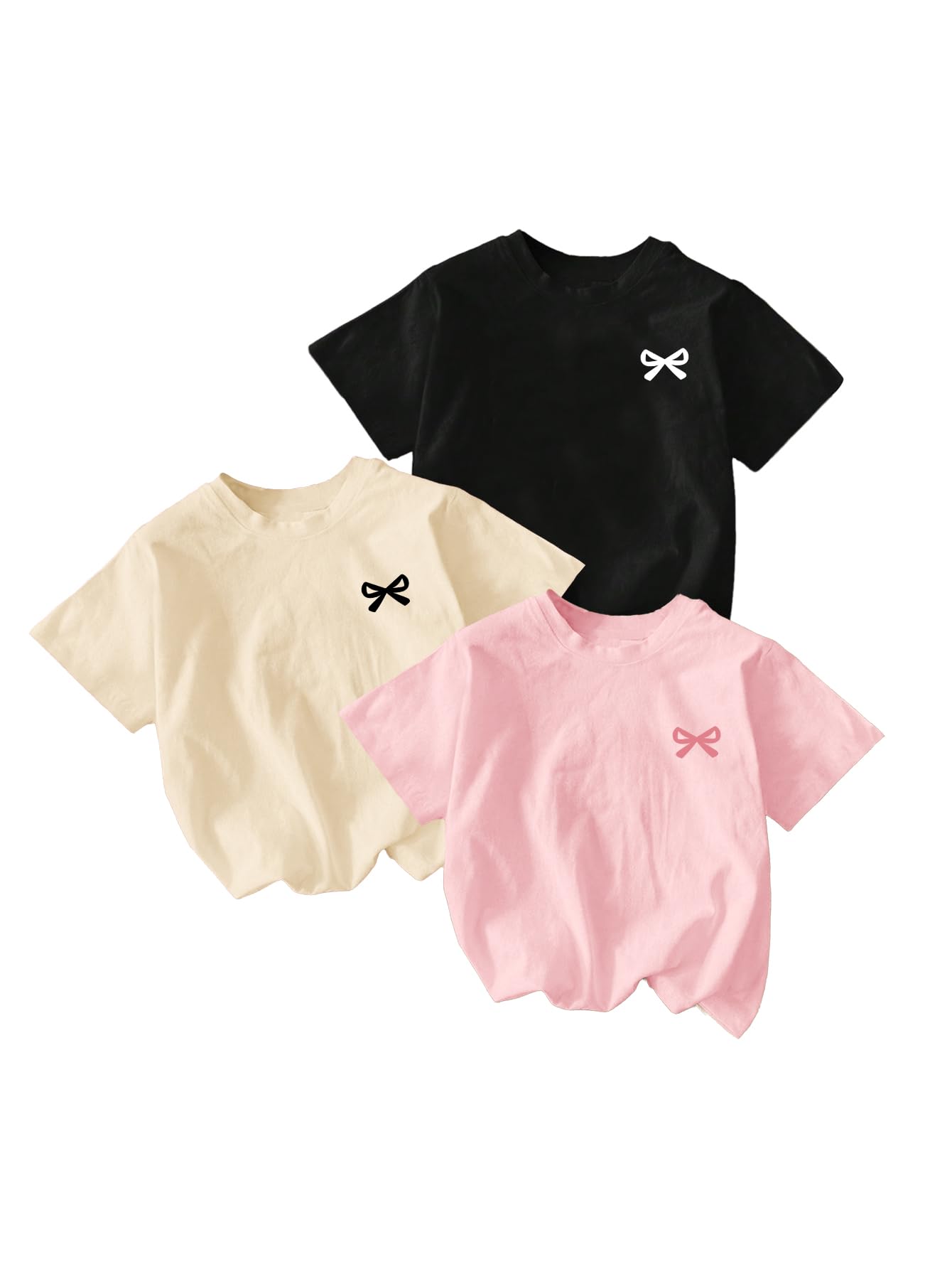 RoseSeek Girl's Shirts 3 Packs Graphic Tees Short Sleeve T Shirt