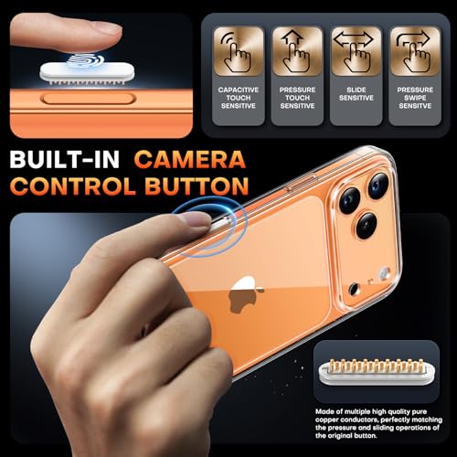 Image of TAURI for iPhone 17 Pro Max Case, with Camera Control, Clear | with Screen Protector, Not-Yellowing Military-Grade Protection, Shockproof Slim Magnetic Case for iPhone 17 ProMax