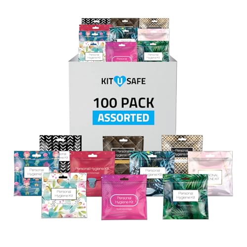 Bulk Period Kits (Assorted Colors) Prefilled Menstrual Hygiene Kits with Tampon Pad & Feminine Wipes | Individually Wrapped for Schools Shelters & Outreach Programs (10)