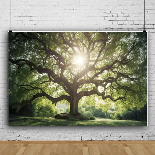7x5ft Huge Tree Backdrop Nature Scenery Spring Sunshine Bokeh Grass Vinyl Photo Background Kids...