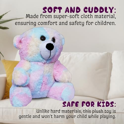 Image of Soft Plush Teddy Bear for Kids (Rainbow, 28 cm) | Cute Multicolor Stuffed Toy | 28cm Sitting Teddy Gift for Boys & Girls | Perfect Birthday, Valentine