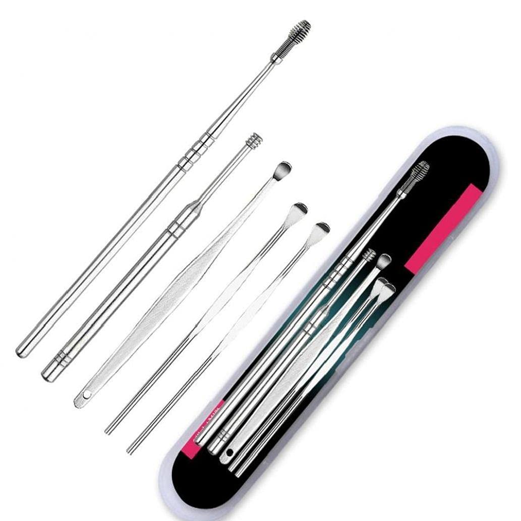 5pcs Set Ear Spoon Pickers Stainless Steel Spiral Ear Picks Ear Wax Remover Ear Clean Care Tool Kit