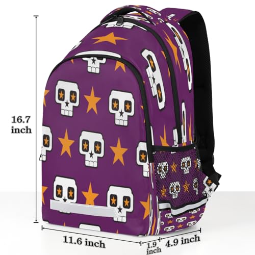 Skull Star Backpack with Chest Strap Reflective Lightweight Travel Hiking Backpack for Men Women Waterproof Daypack Back Pack for Commute Camping3